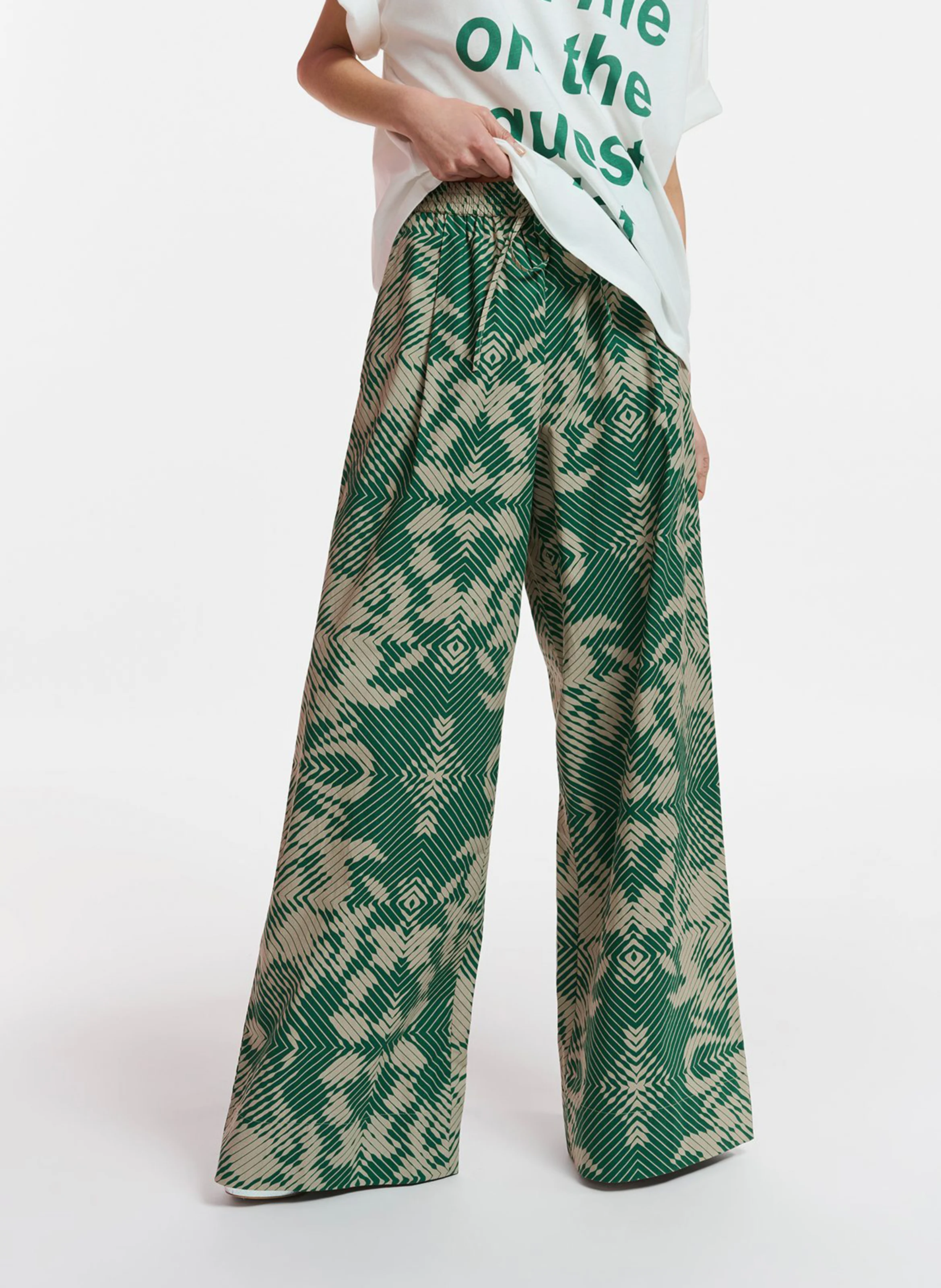 GRIBBLE - Pantalon large en coton | Vert