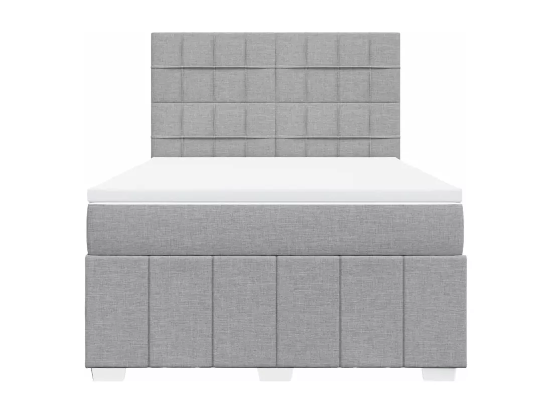 Sommier à lattes de lit avec matelas Gris clair 160x200cm Tissu