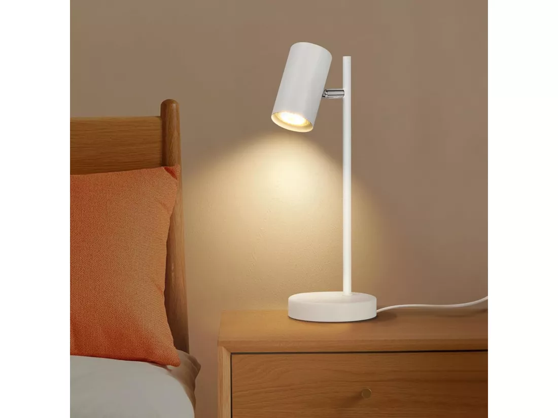 NETTLIFE lampe de chevet chambre lampe de table blanc pivotant 350° GU10 métal bureau