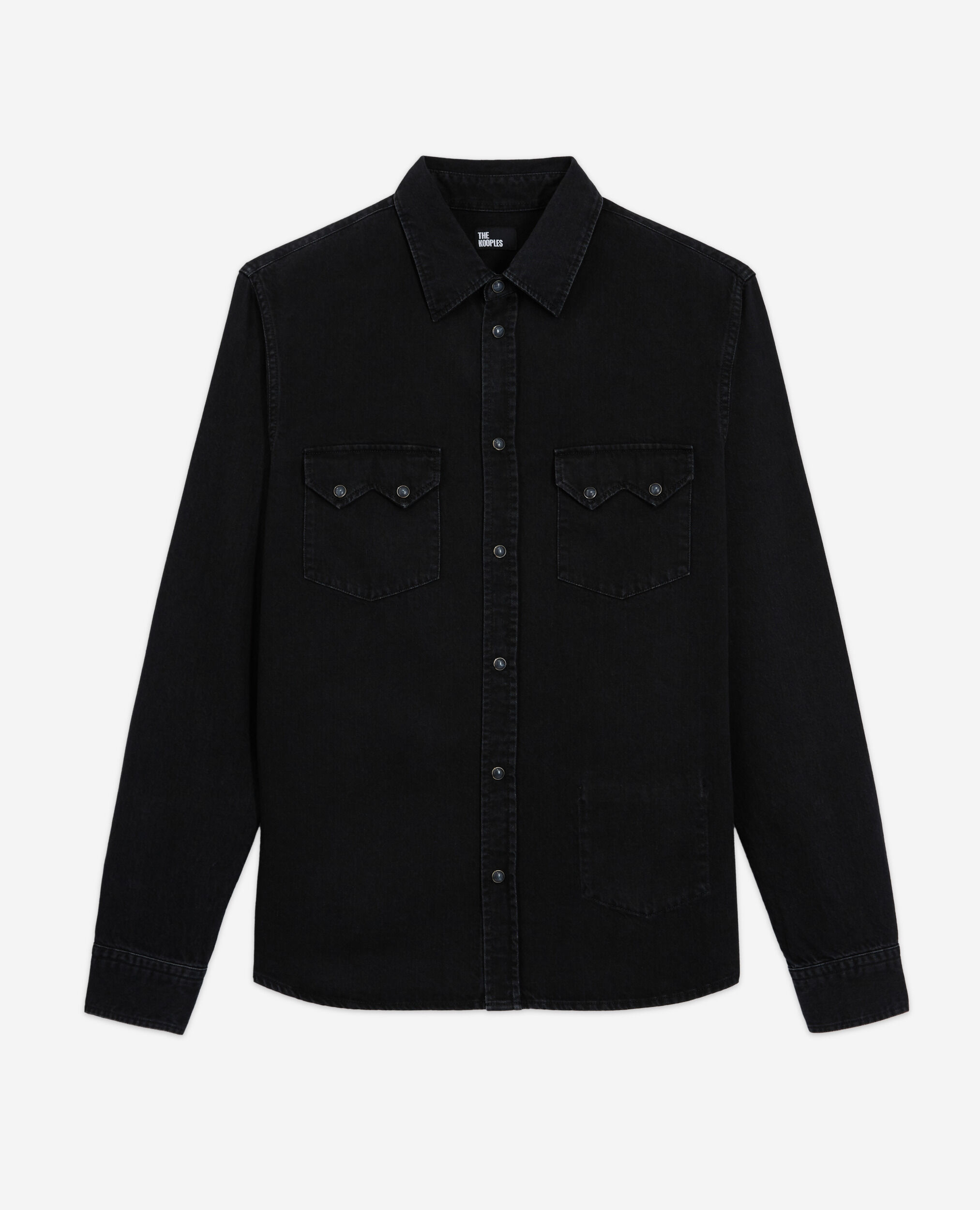 Chemise col classique en jean noire