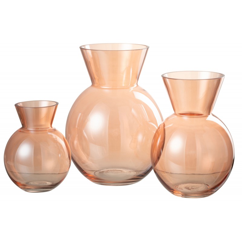 Vase boule en verre orange 20.5x20.5x28 cm