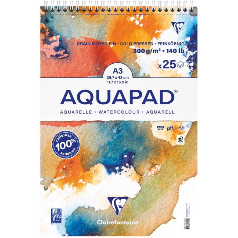 Aquapad bloc reliure intégrale 25F A3+ 300g