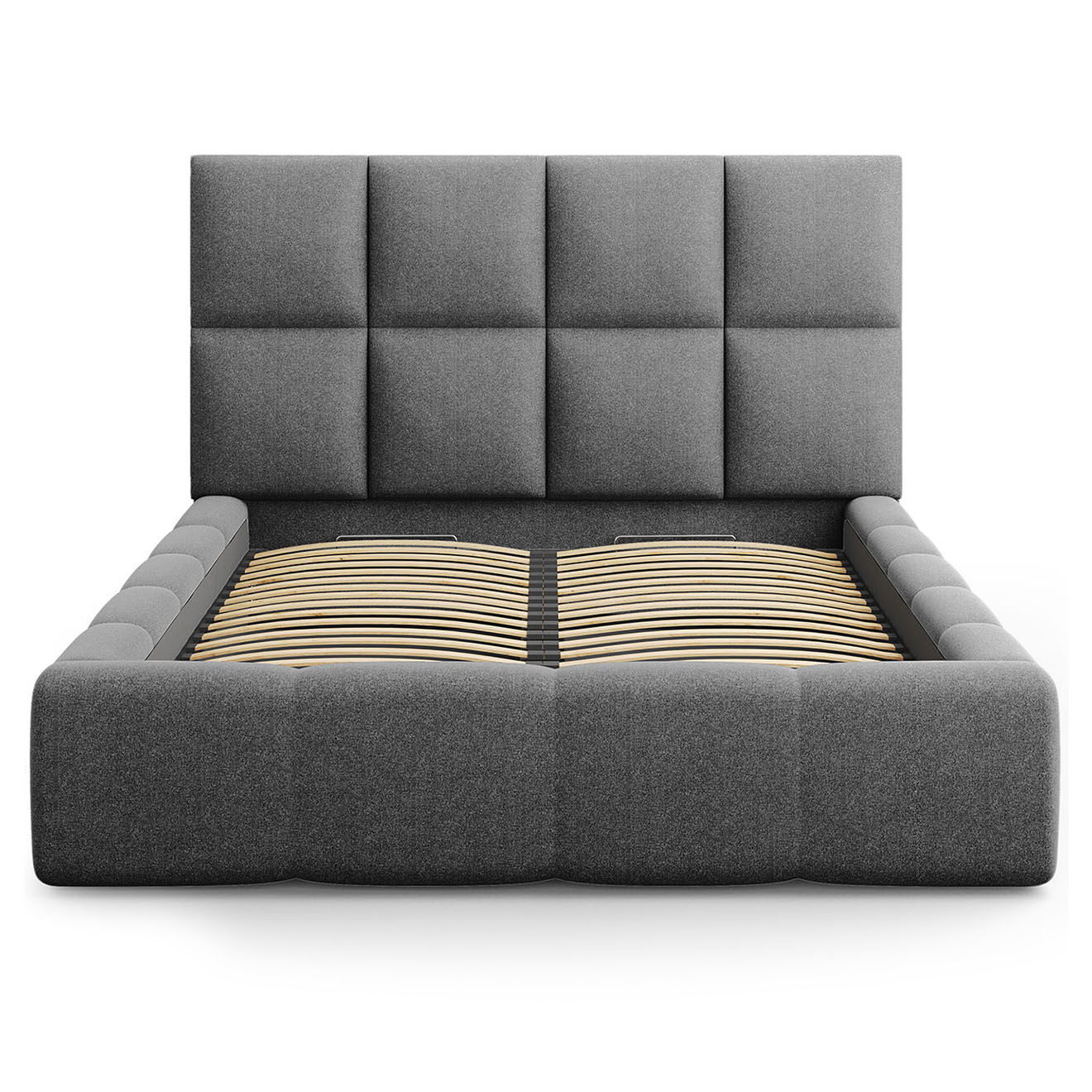 Maison Héritage Lit avec coffre de rangement Isa gris foncé - 230x205x125 cm