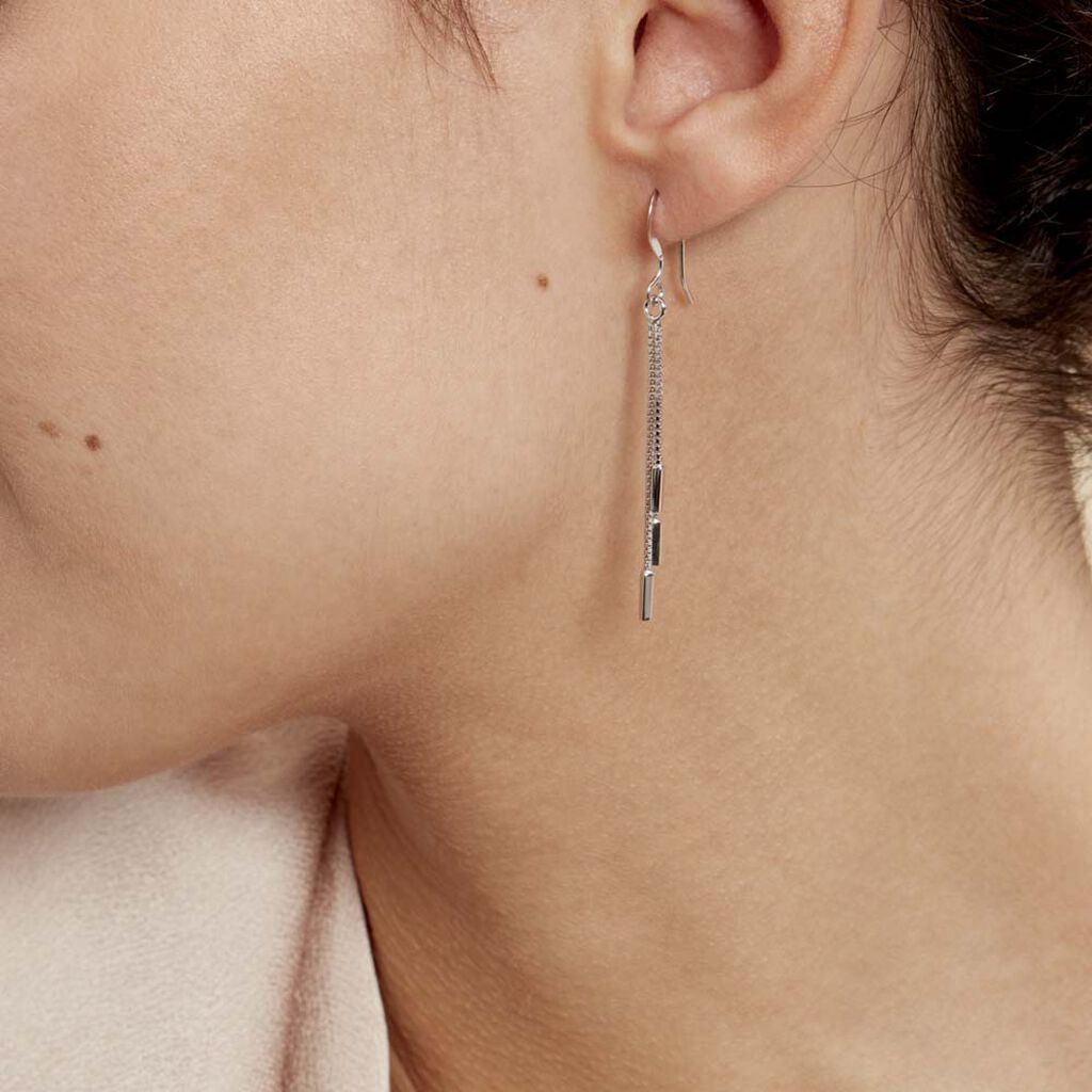 Boucles D'oreilles Pendantes Ginevra Argent Blanc