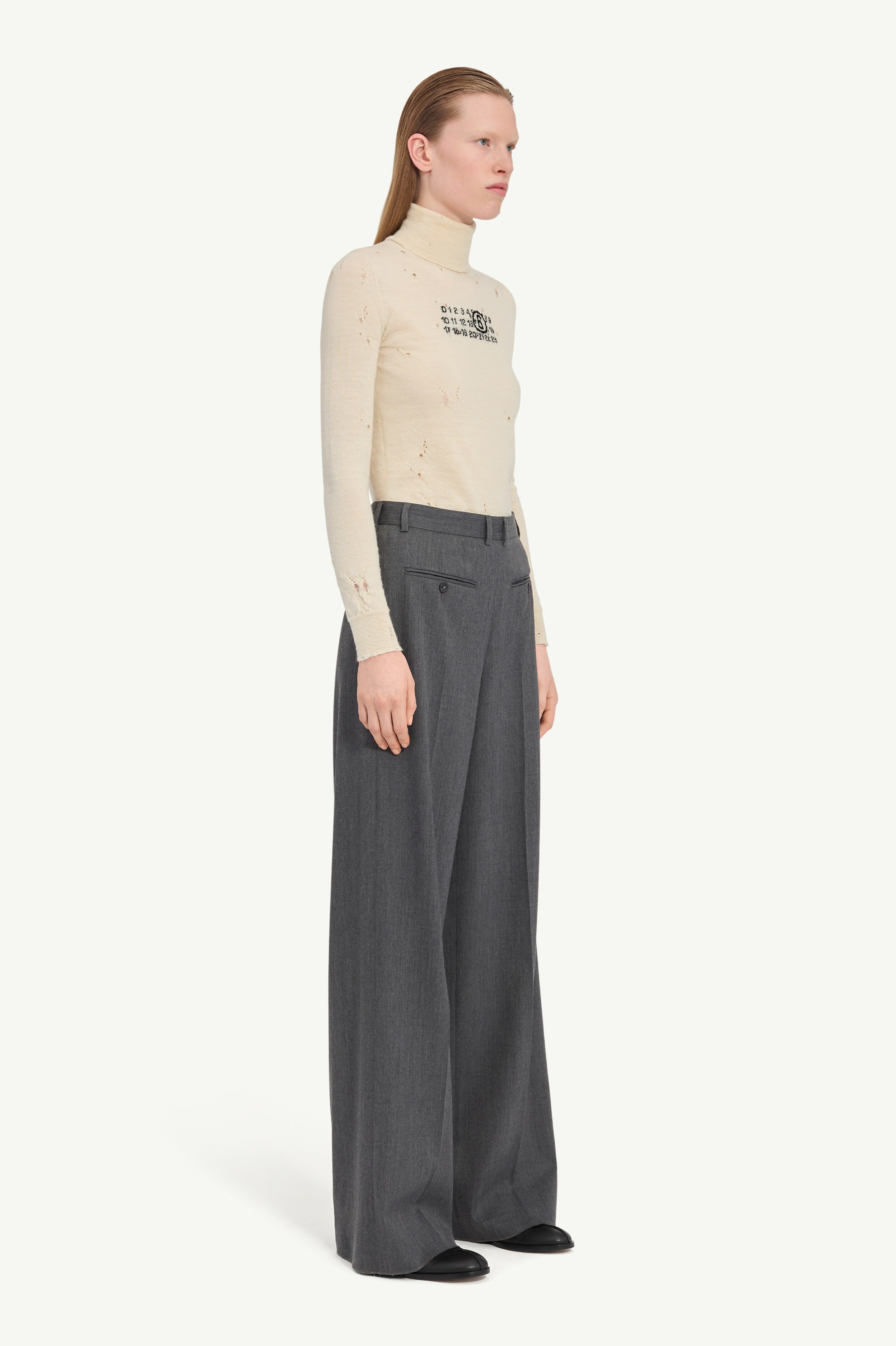 Pantalon en laine ample pour femme | MM6 Gris foncé