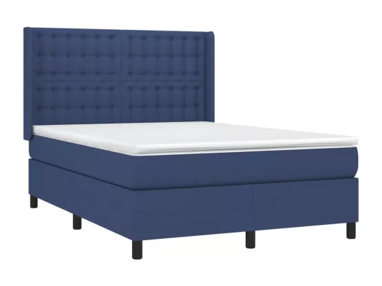 Sommier tapissier avec matelas et LED Bleu 140x190 cm Tissu