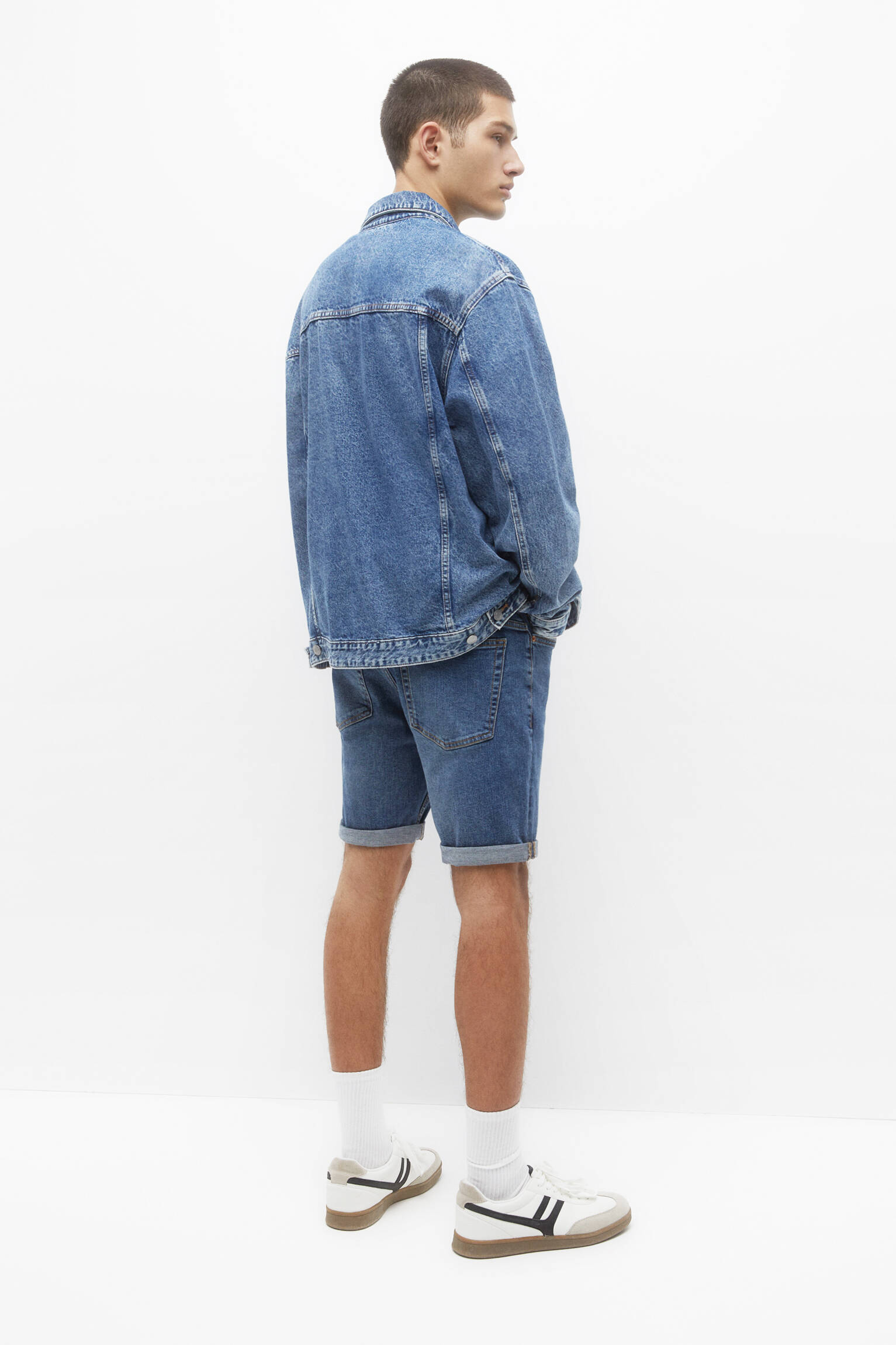 Bermuda jeans slim - azul marinho