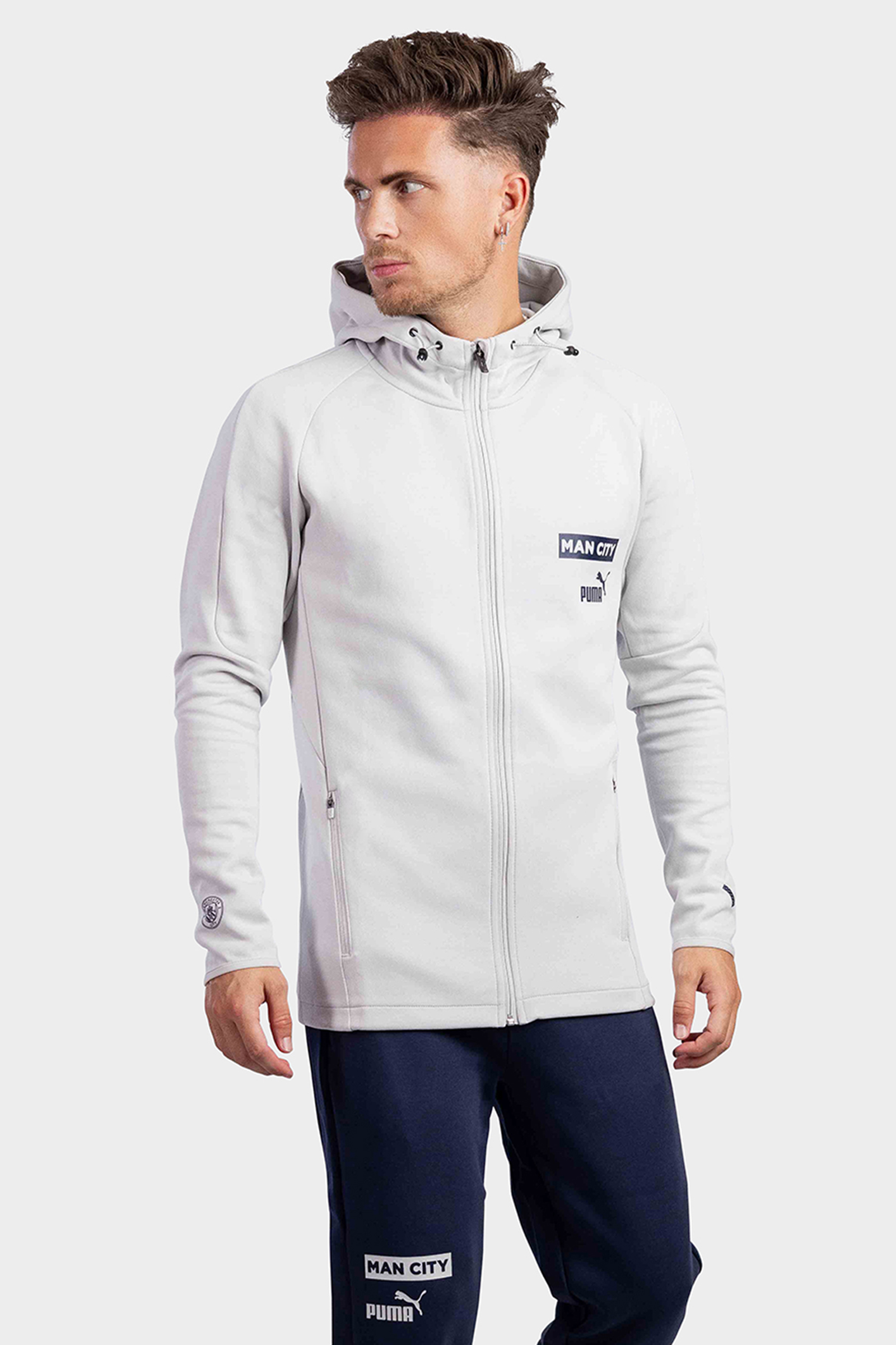 Manchester City Casuals Hooded Trainingspak Senior Grijs