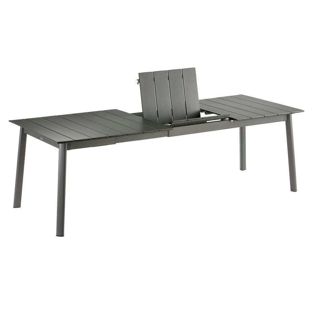Set 1 ausziehbarer Gartentisch ALU und 8 Gartensessel Oron Aluminium-Latten Dark Grey
