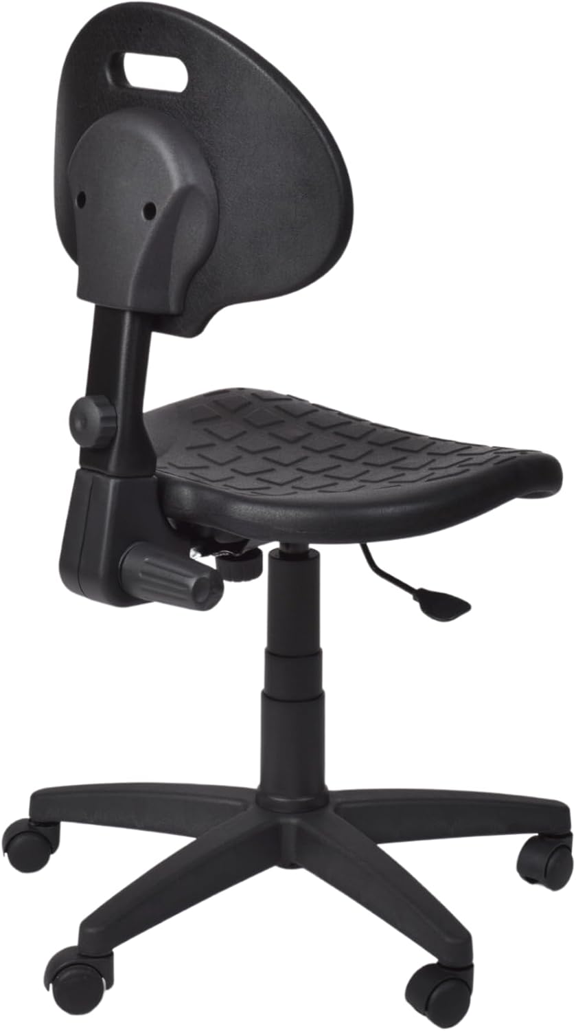 Topsit IND101 Arbeitsstuhl aus Polyurethan, ergonomischer Bürohocker, Werkstattstuhl, höhenverstellbar und mit Verstellbarer Rückenlehne, leicht zu reinigen, Stabiler Stuhl mit Rollen.