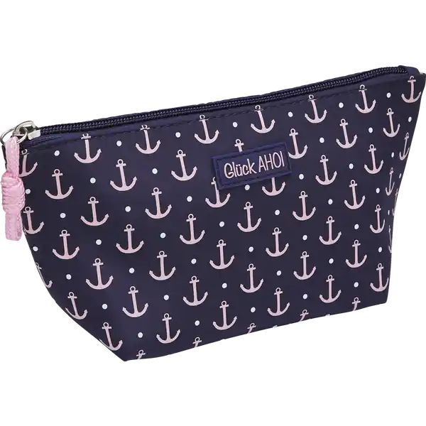 Make-up Tasche mit Ankern dunkelblau / weiß / rosa