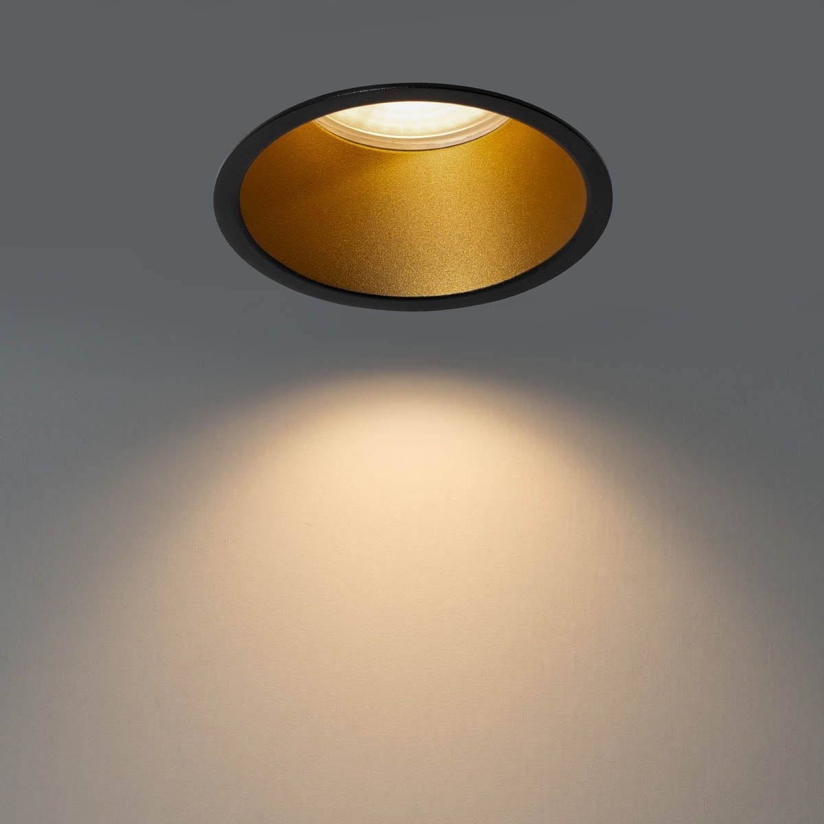 Set van 6 moderne inbouwspots zwart met goud GU10 70mm IP44 - Dept