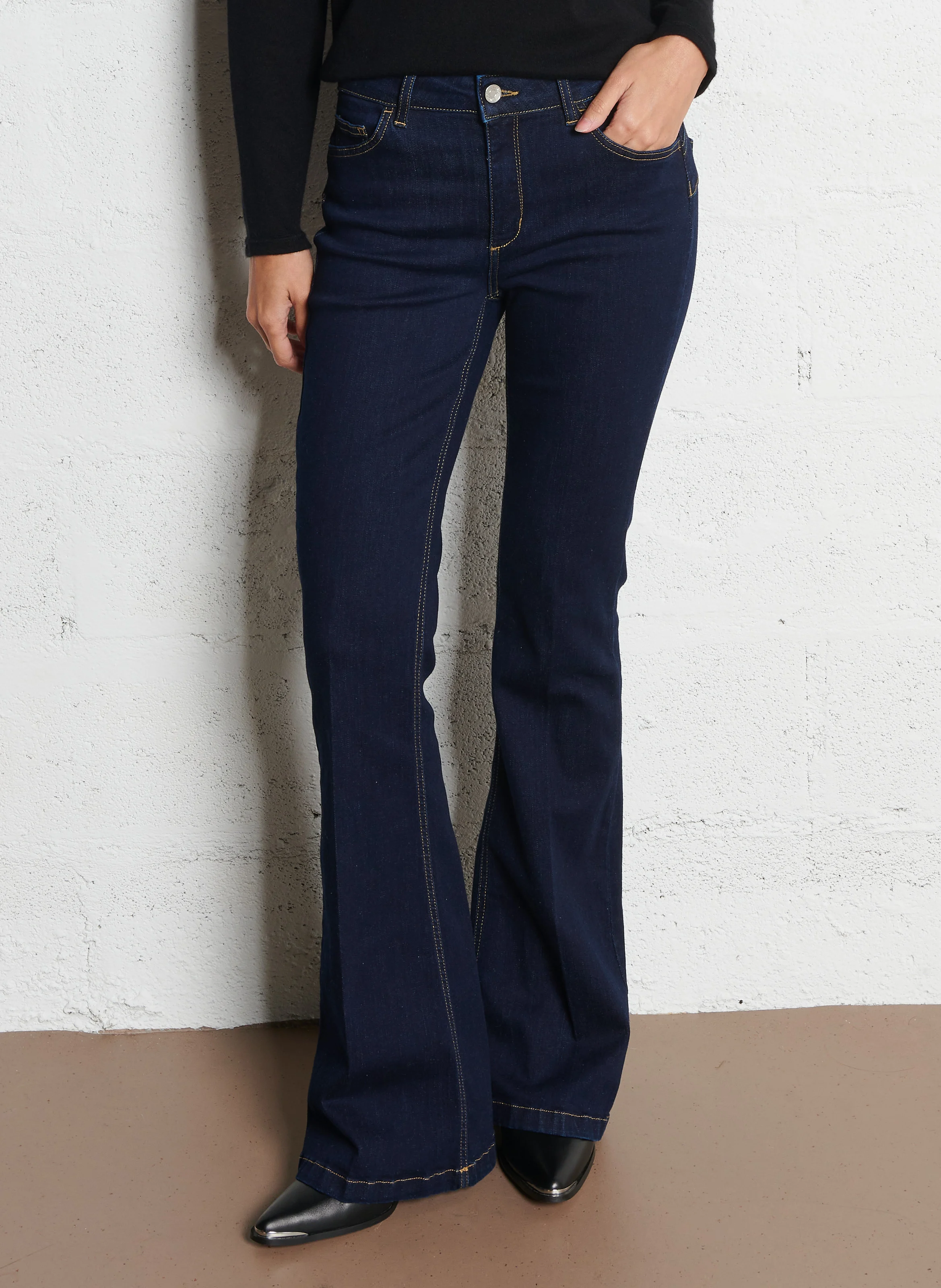 Jean flare en coton mélangé | Bleu