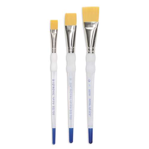 Royal & Langnickel Soft-Grip Gold-Taklon Pinsel, flach, Serie SG700