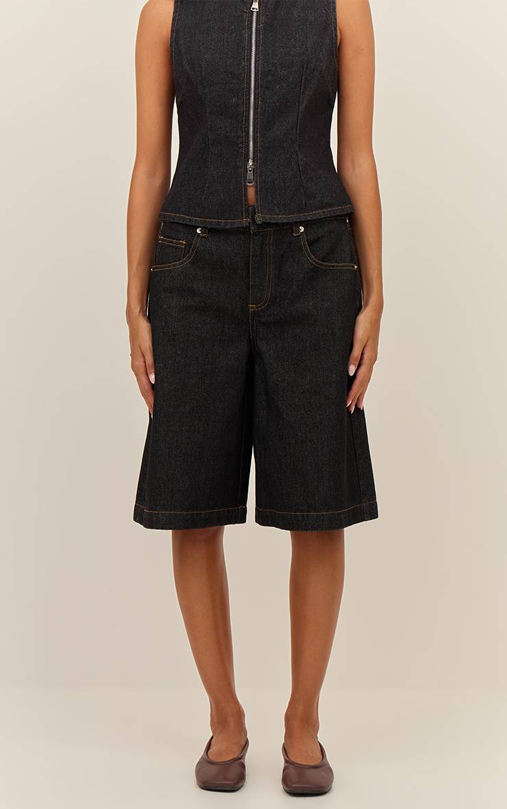 Raw Indigo Wash Jorts En Denim Longue Coupe