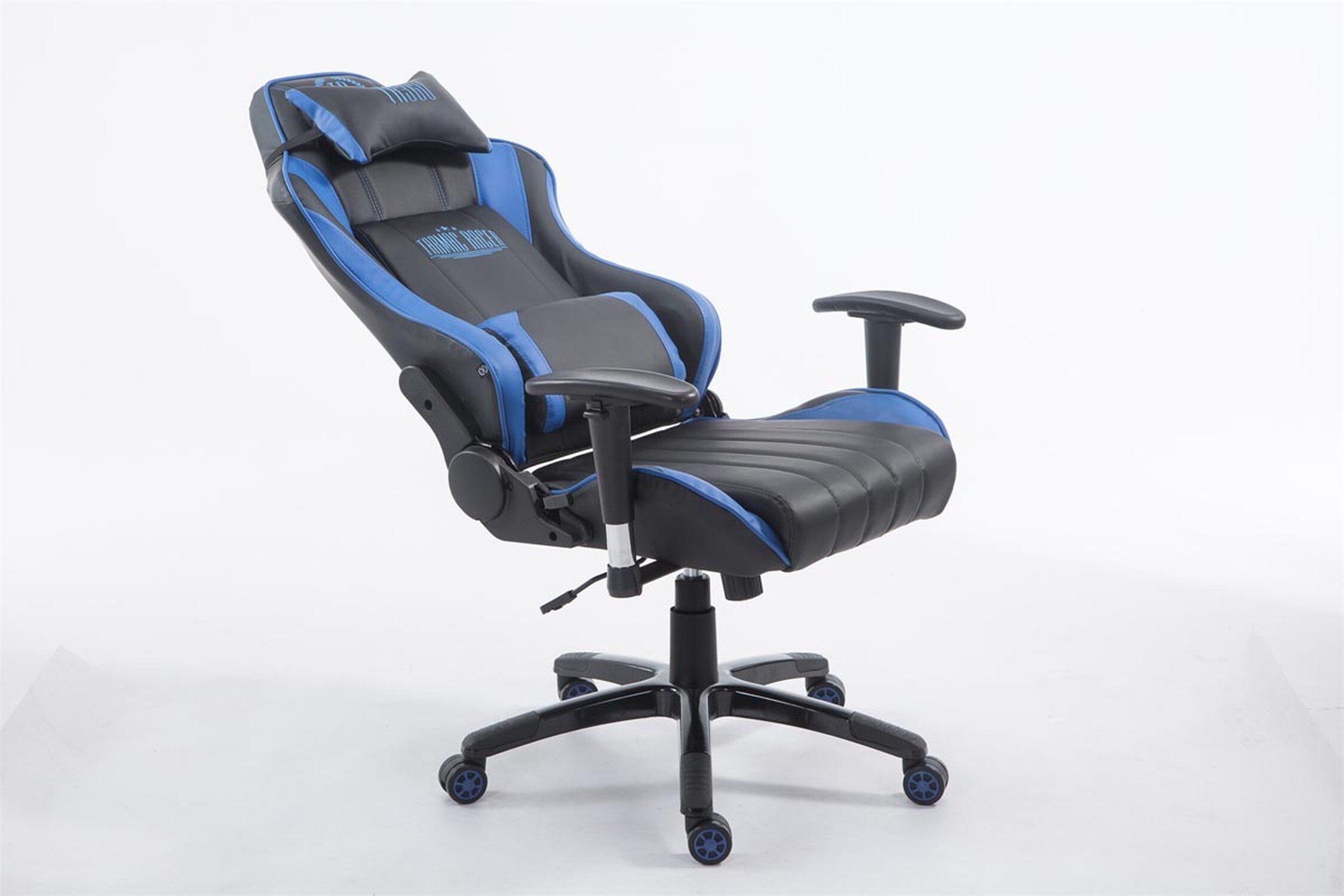 TPFLiving Racing Bürostuhl Shiva Kunstleder Schwarz/Blau
