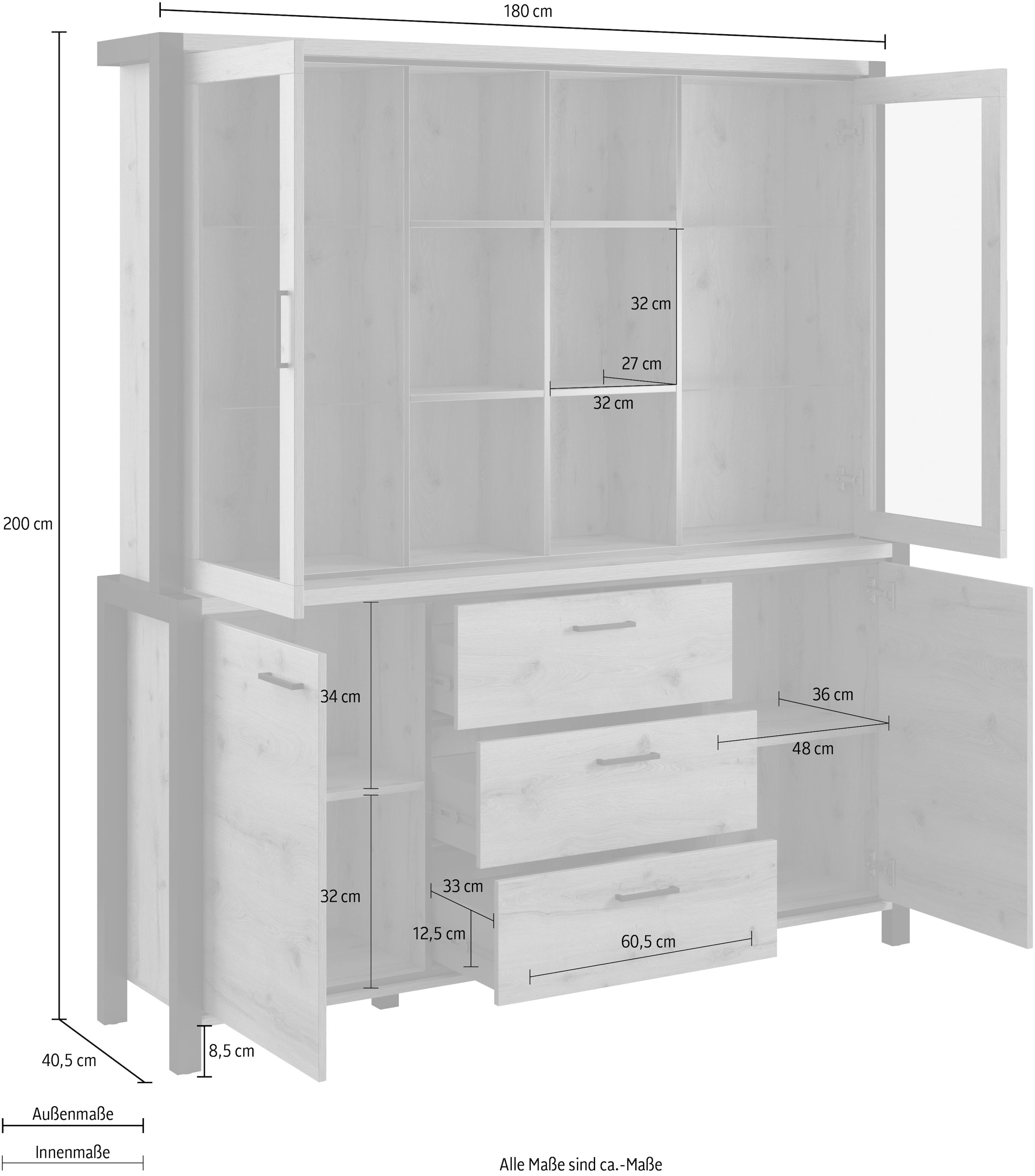 Home affaire Buffet »Aktiv« (B/T/H): 180/40,5/200 cm