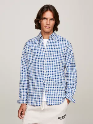 Camisa Oxford de corte regular com estampa xadrez vichy bicolor