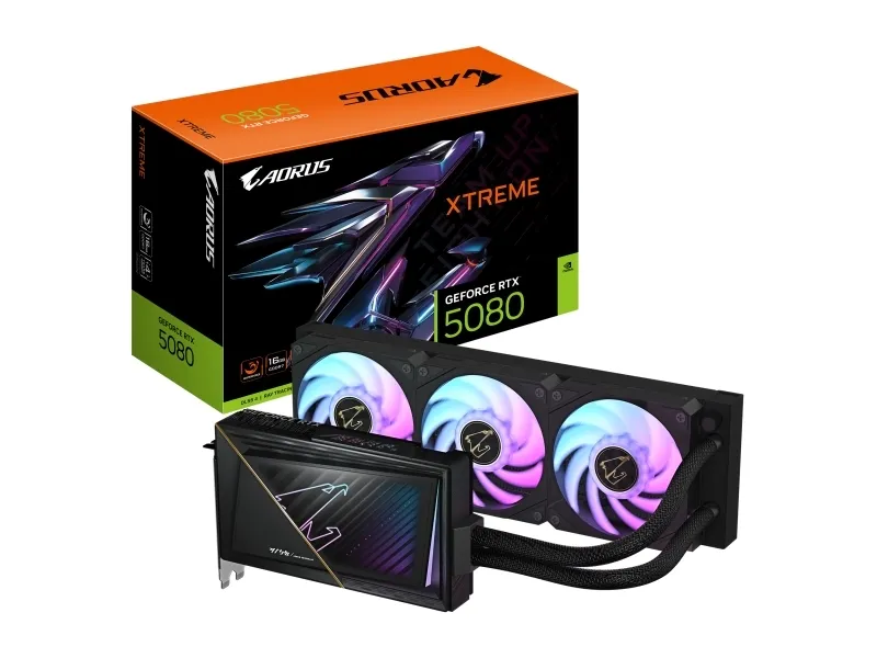 AORUS GeForce RTX 5080 XTREME WATERFORCE 16G - OC Edition - grafikkort - GeForce RTX 5080 - 16 GB GDDR7 - PCI Express 5.0 - HDMI, 3 x DisplayPort - boks