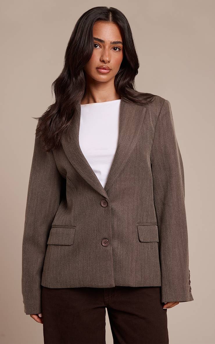 Taupe Blazer Boyfriend Premium Petite