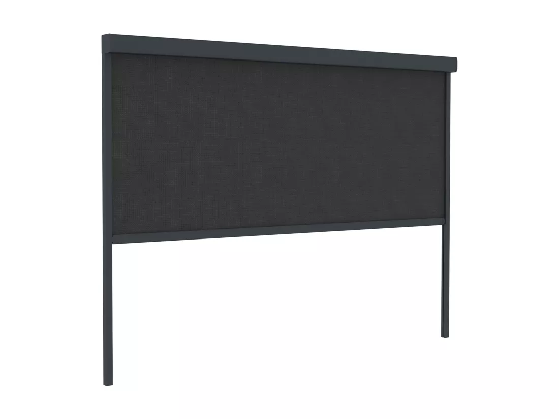 Pergola bioclimatique autoportante électrique anthracite en aluminium avec lames orientables et rideau rétractable 2,78 m - 12 m² - AMADORA