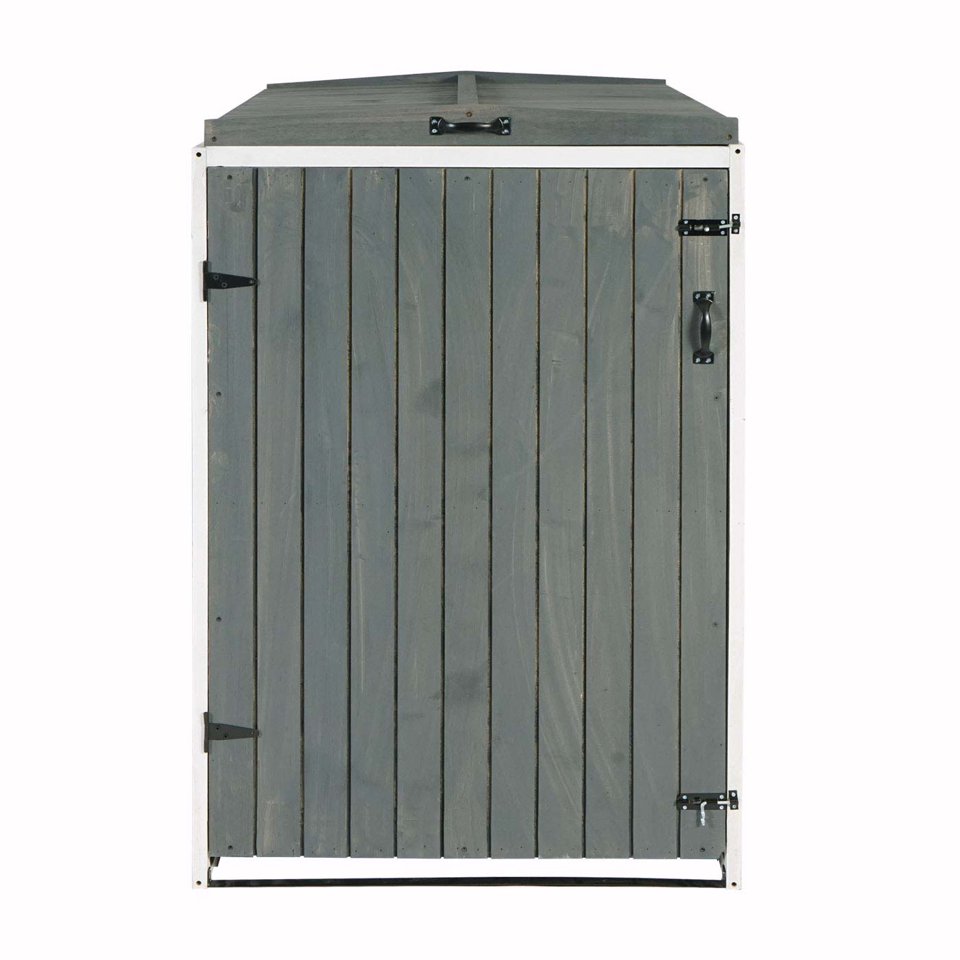 XL 1er-/2er-Mülltonnenverkleidung MCW-H74, Mülltonnenbox, erweiterbar 126x80x98cm Holz MVG ~ grau-weiß