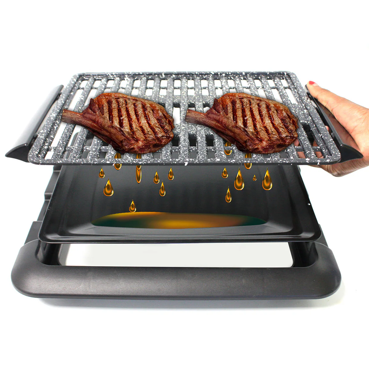 Starlyf® elektrischer Tischgrill - Elektrogrill - regelbares Thermostat Smokefree Grill