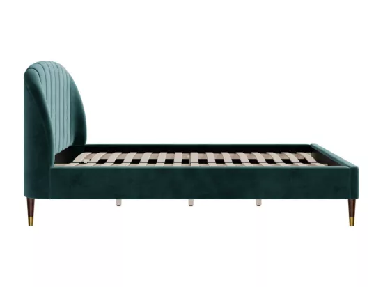 Lit double 160x200 cm en velours vert et pieds doré - Gala