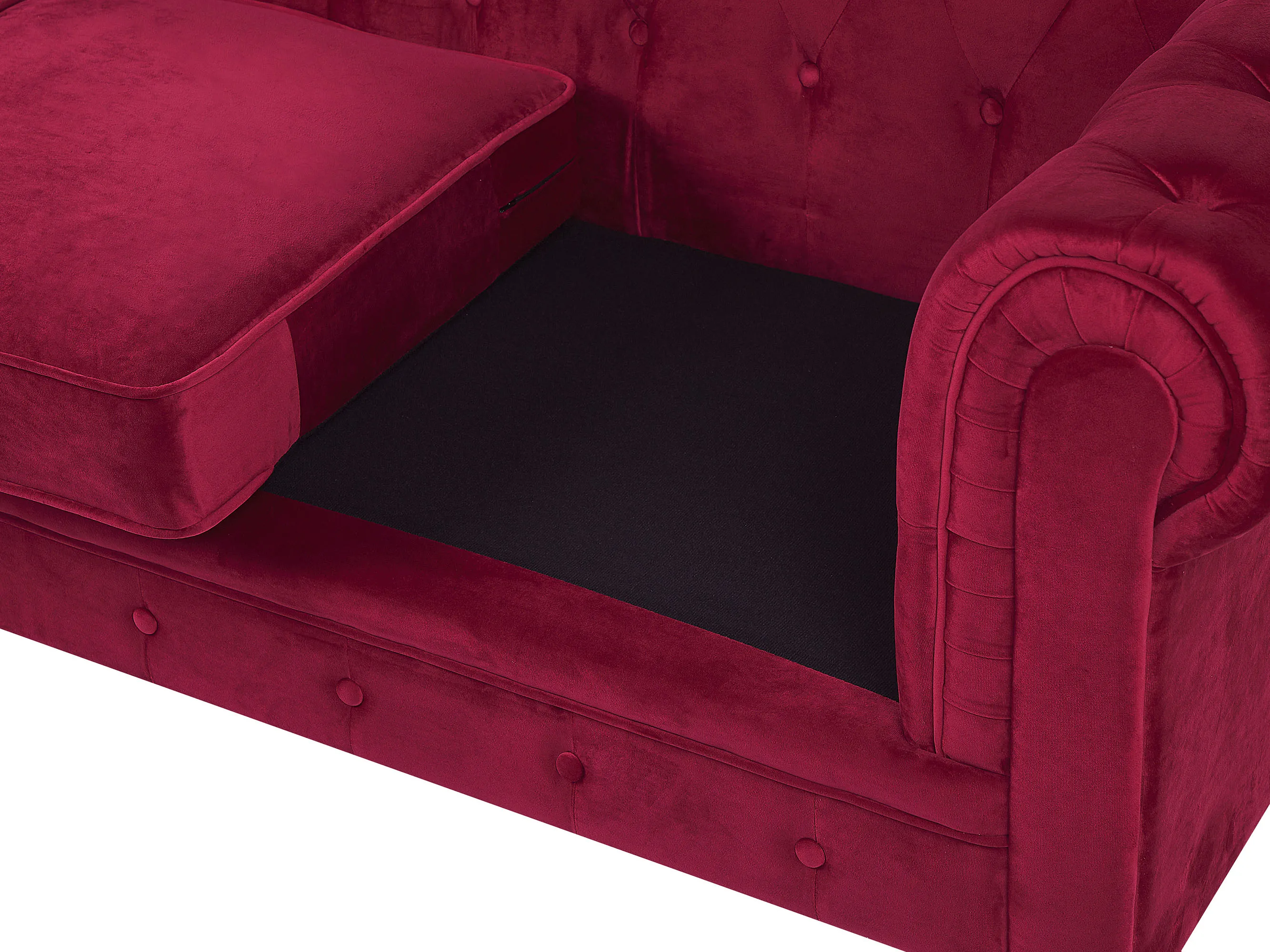 Bank 3-zits CHESTERFIELD Fluweel Donkerrood