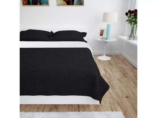 Couvre-lit à double face matelassé 170x210 Noir et blanc