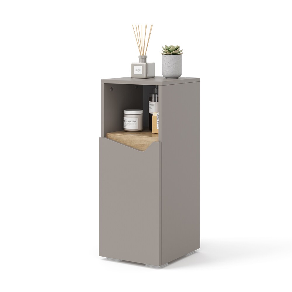 Vicco Midischrank Marelle Greige Eiche 30 x 74,5 cm mit Tür und offenem Fach