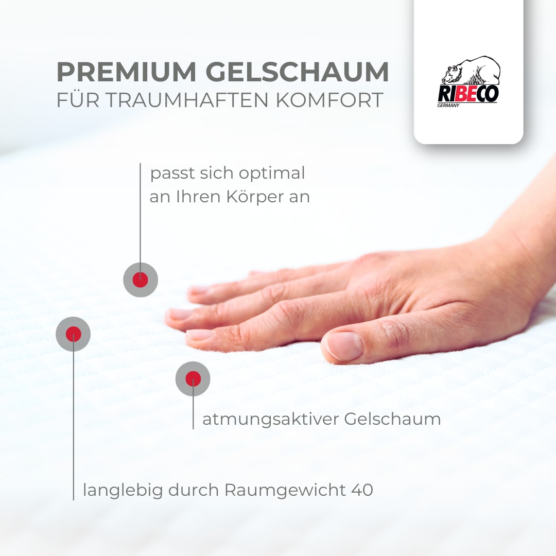 RIBECO Topper »Aaron, Topper 90x200 cm,180x200 cm« Matratze, Boxspringbett geeignet, ergonomisch, Made in EU