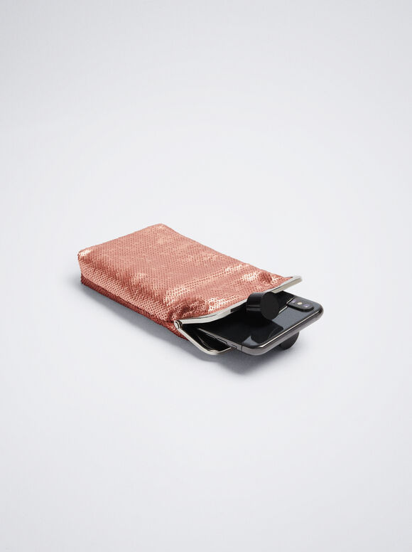 Bolsa para celular com lantejoulas - Rosa