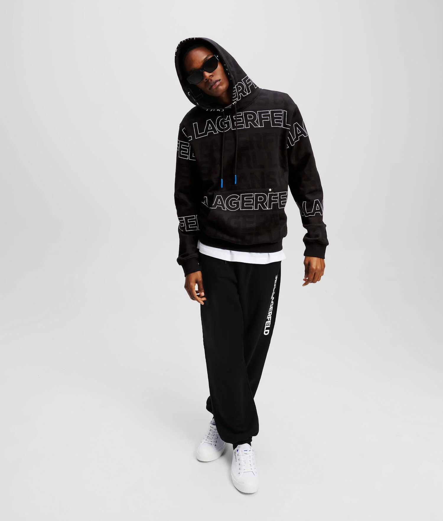 SWEAT À CAPUCHE AVEC LOGO KLJ FAÇON ALL-OVER