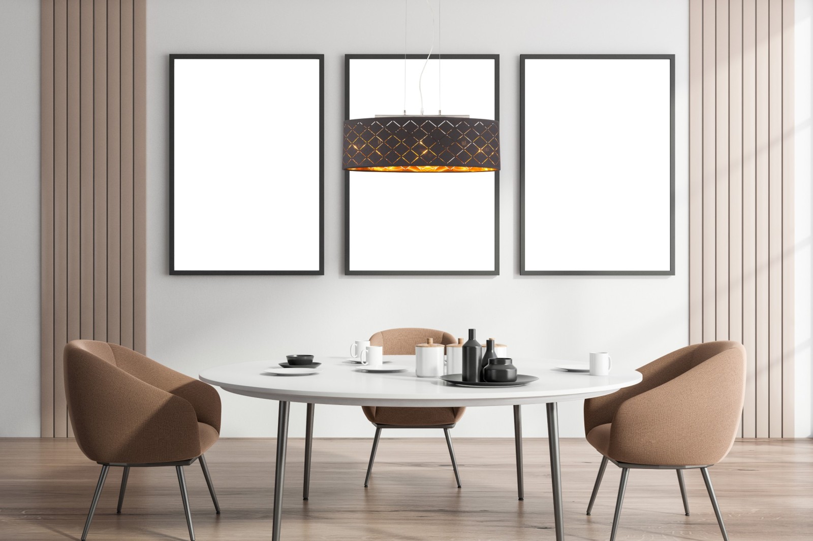 Hängeleuchte - schwarz-Nickel matt-goldfarben - 65 cm