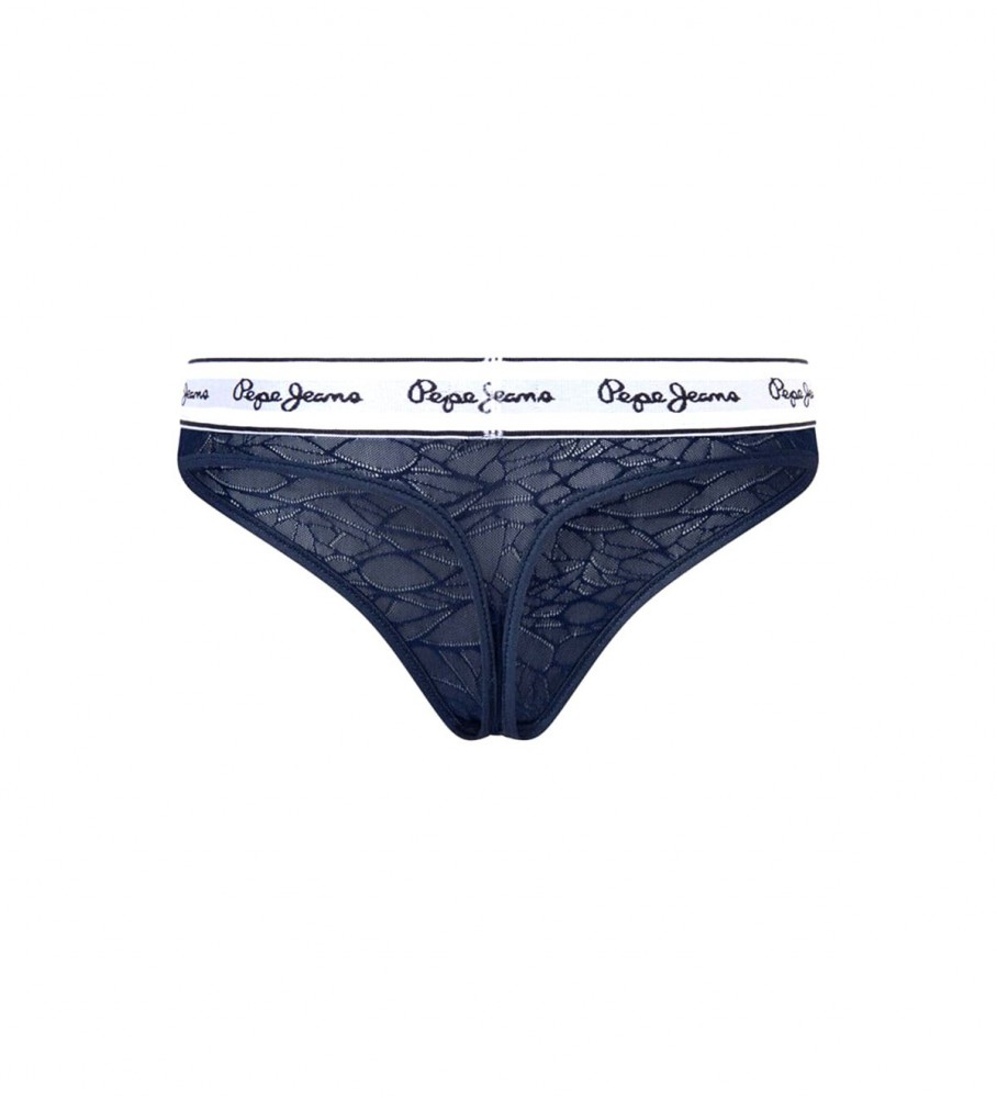 Calcinha fio dental clássica Pepe Jeans em tela azul marinho