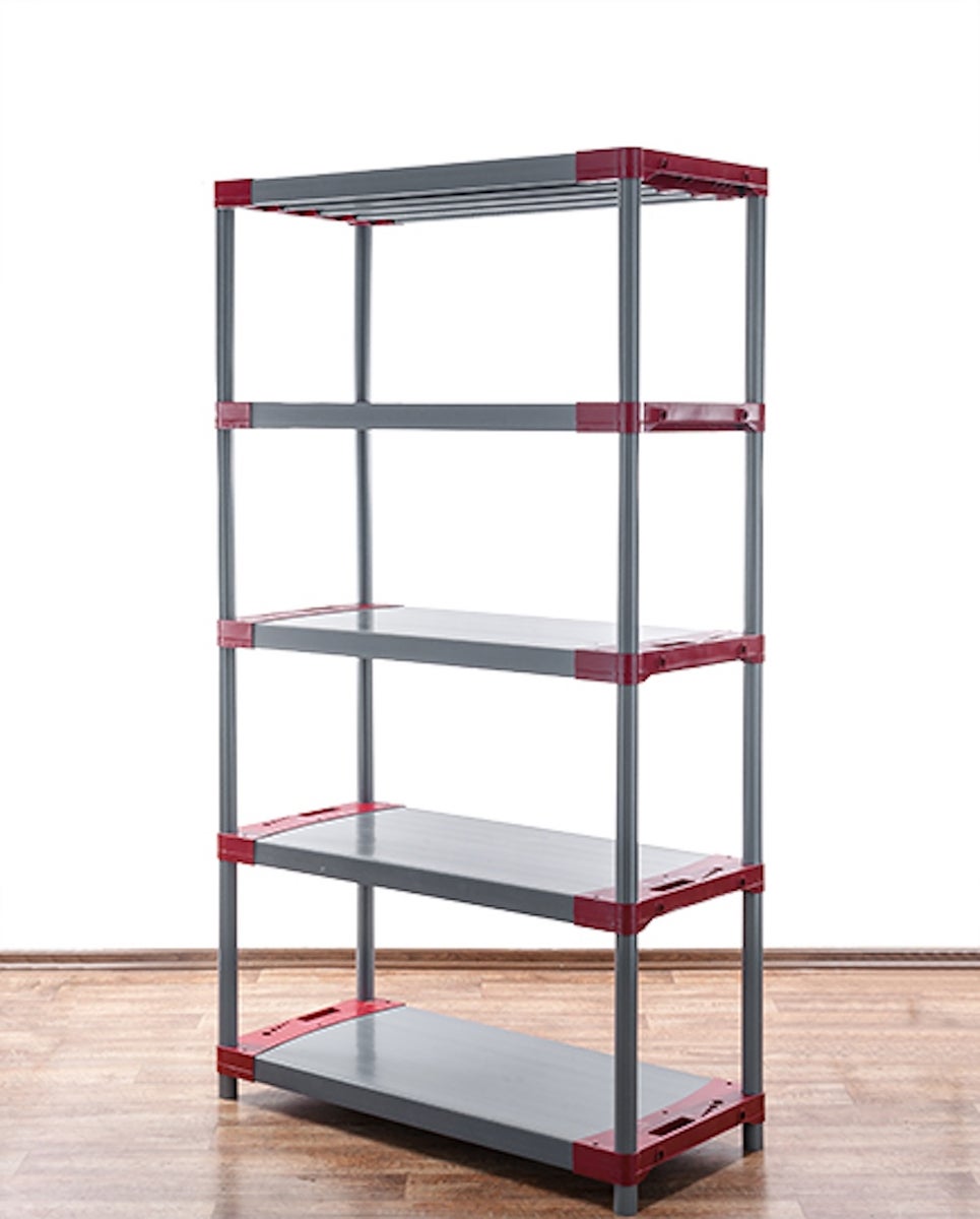 PROREGAL Plastic Plank Big Grey Bear Hoog HxBxD 180 x 90 x 46 cm Plank Draagvermogen 160 kg Grijs/Rood
