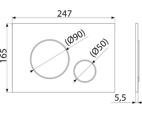 Alca actuatorplaat DUN plaat zwart mat / knop zwart mat M678