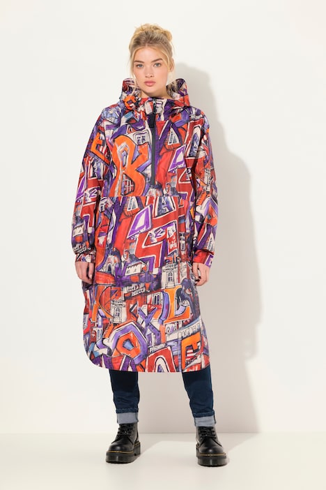 Funktions-Regencape, Unisex, Print, Kapuze
