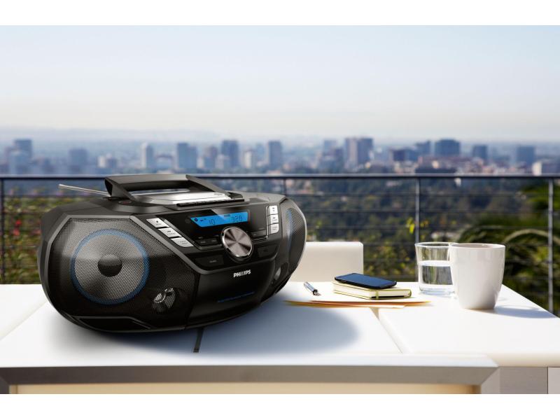 Philips Radio/CD-Player AZB798T/12 Schwarz Portabler CD-Player mit Kassettendeck und Bluetooth-Unterstützung