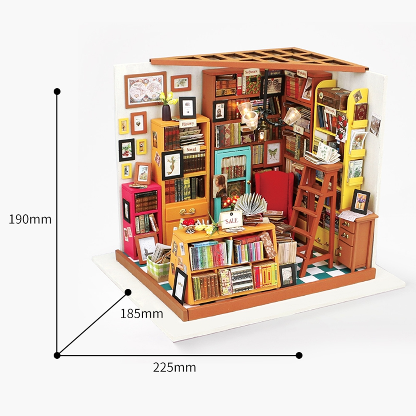 (221-tlg. Set) Rolife Modell Bausatz DIY Miniatur Haus mit Licht Home Deko für Erwachsene (DG102) - Sam's Study