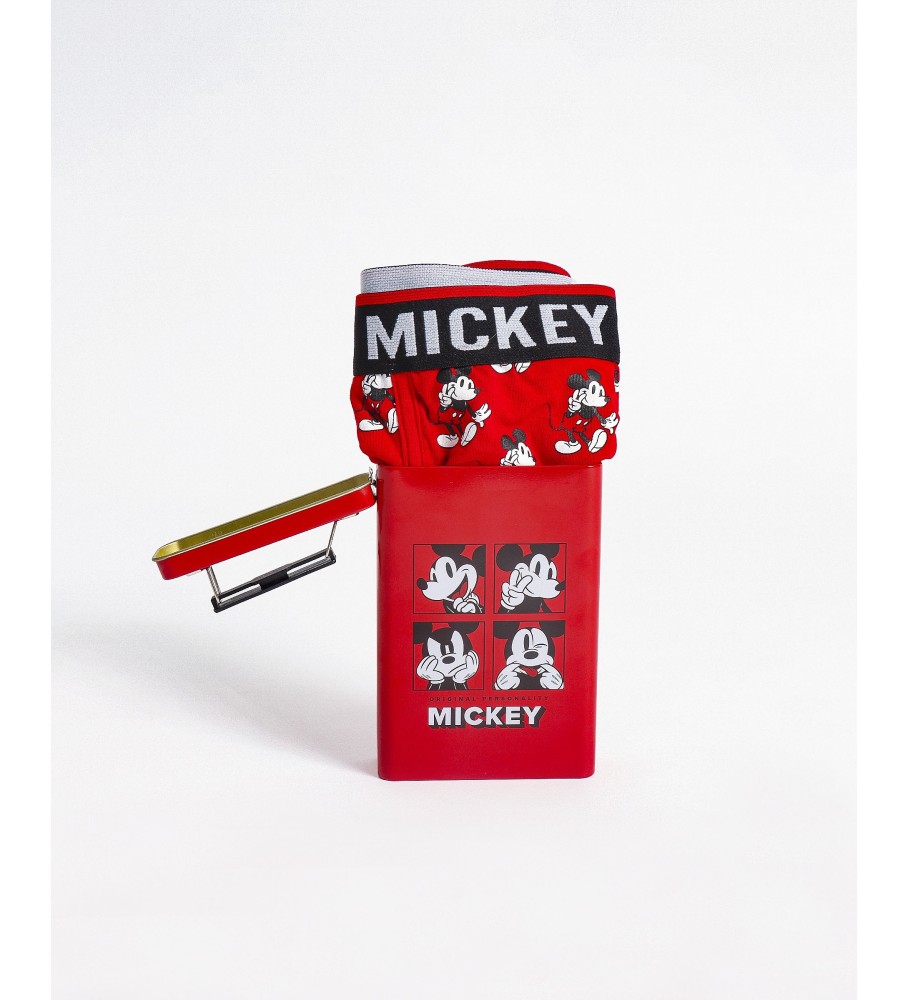 Cuecas Boxer/Cuecas Disney Mickey Mouse State em Caixa de Metal para Presente Vermelha
