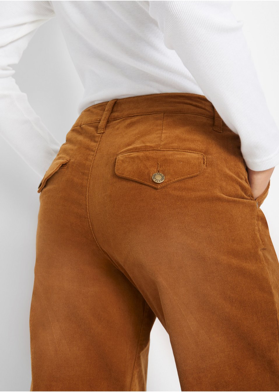 Pantalon en velours côtelé extensible, Wide