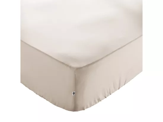 Drap housse 140 x 190 x 30 cm en coton beige - JULIETA