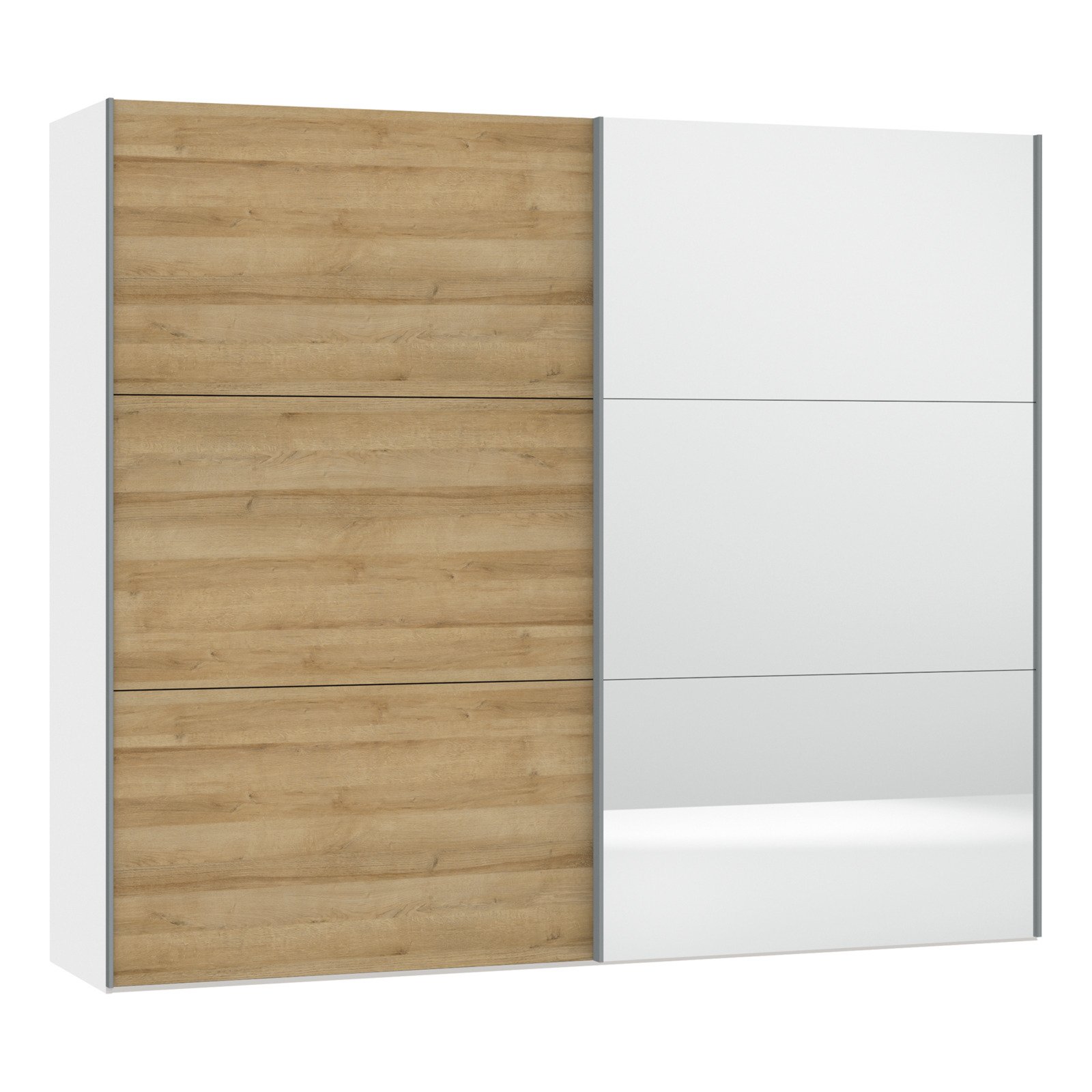 Schwebetürenschrank Schweizer 139 Eiche Natur weiss 253 x 215 x 65 cm, 253 cm