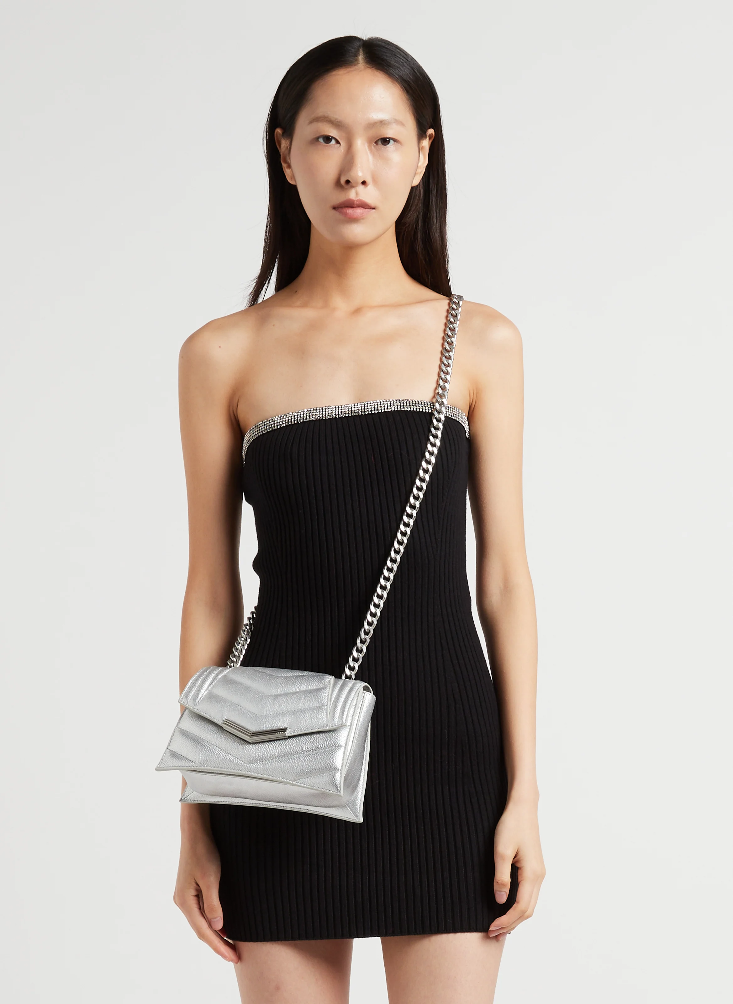 THE 1 - Sac bandoulière en cuir | Argent
