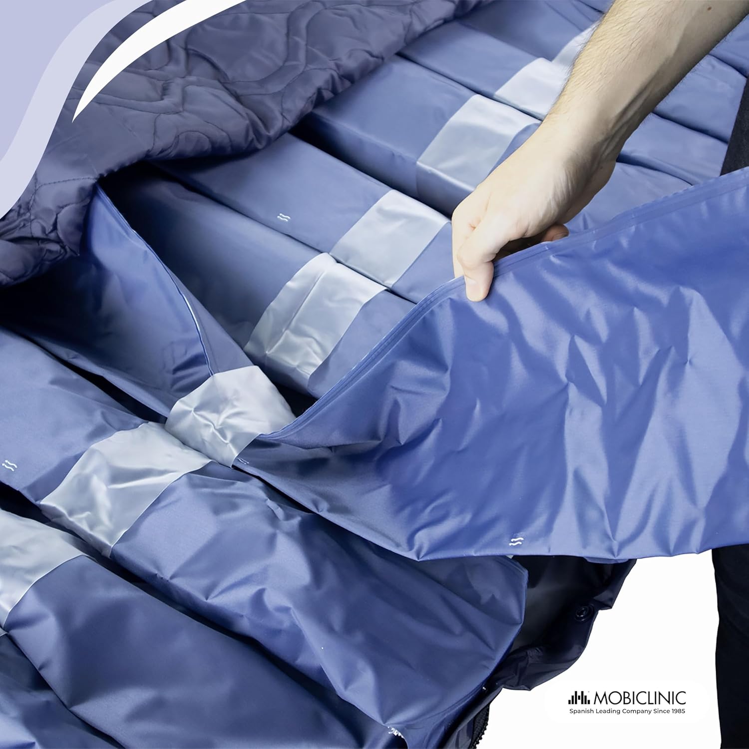 Mobiclinic® pro, Antidekubitusmatratze mit Luft, 200x105x12, 8, Mobi 3 Plus, Wechseldruckmatratze Kompressor, Geräuscharm, 105 cm breit, 17 luftzellen, Für dekubitus Grad i, Ii und iii, Blau