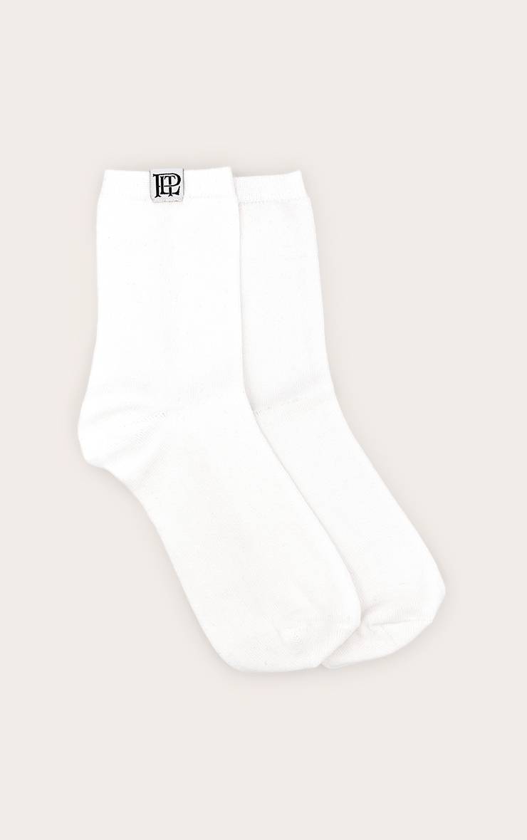 Blanc Chaussettes De Sport À Logo PLT