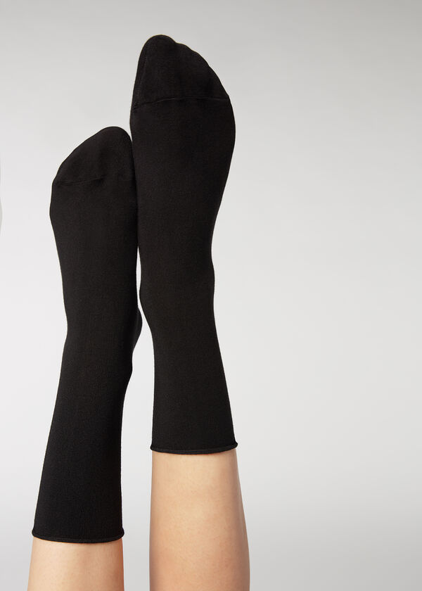 Meias de cano curto com cashmere