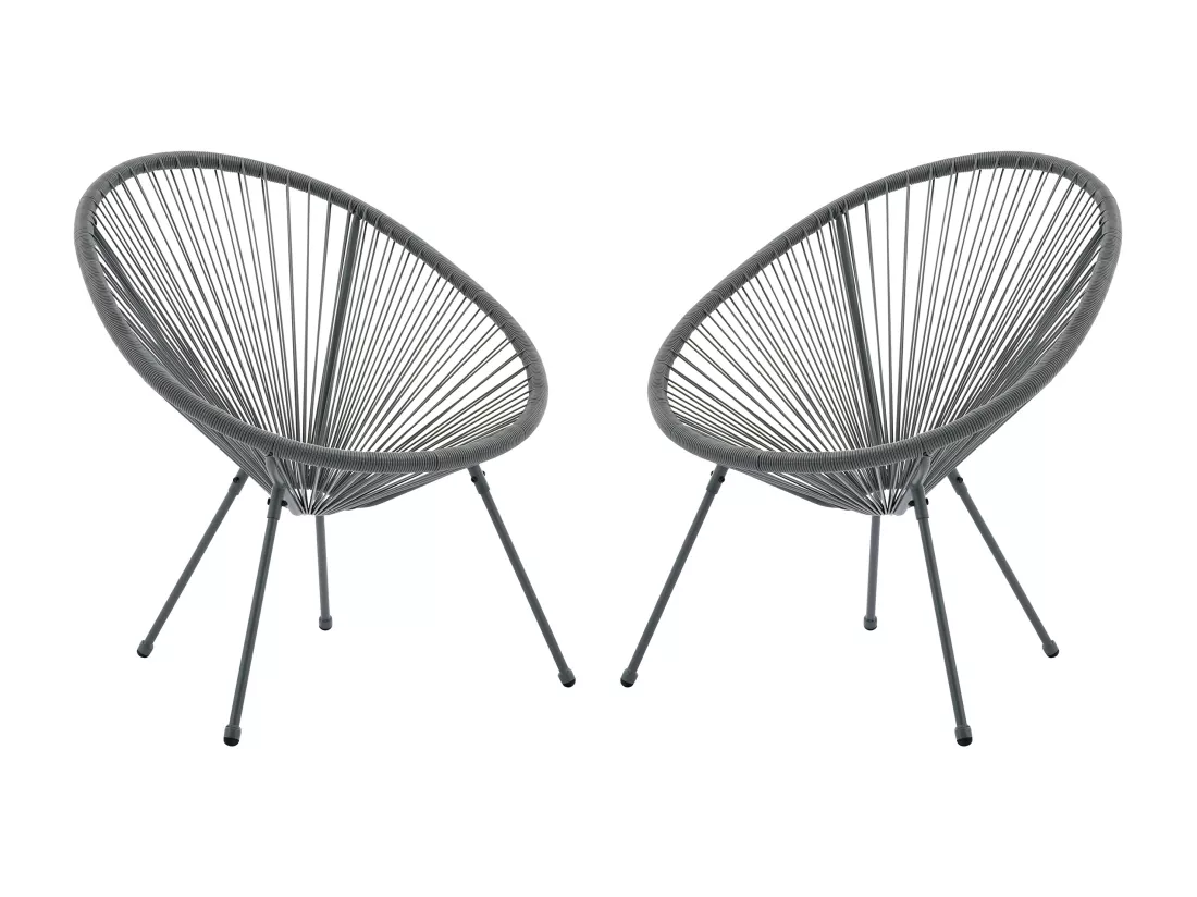 Lot de 2 fauteuils de jardin en fils de résine tressés - Gris anthracite - ALIOS III de MYLIA